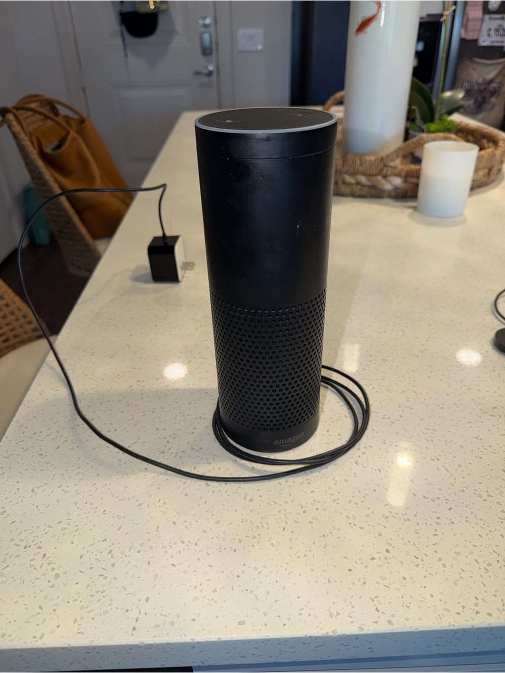 Amazon Alexa Black Smart Voice Speaker - Cylindrical Multi-Room Speaker